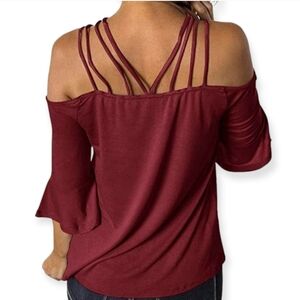 Price Drop Maroon Cold Shoulder Top